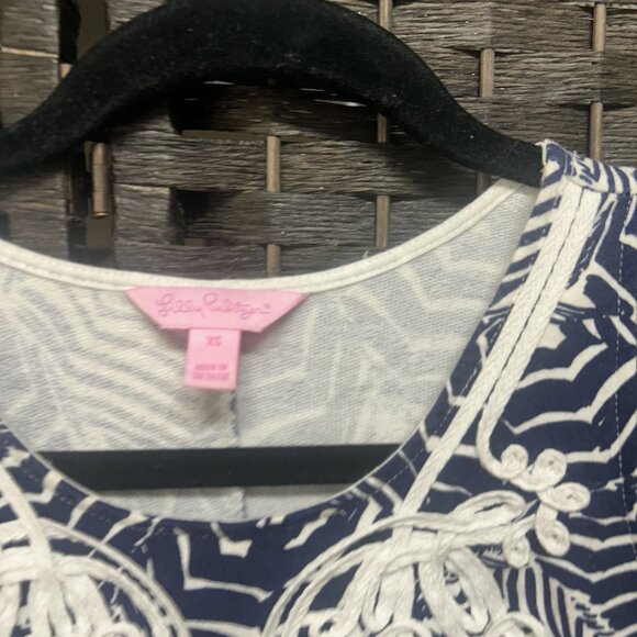 Lilly Pulitzer Blue and White Summer Shift Dress Size XS - Picture 3 of 7
